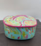 Polymer clay trinket pot, blue and pink swirls