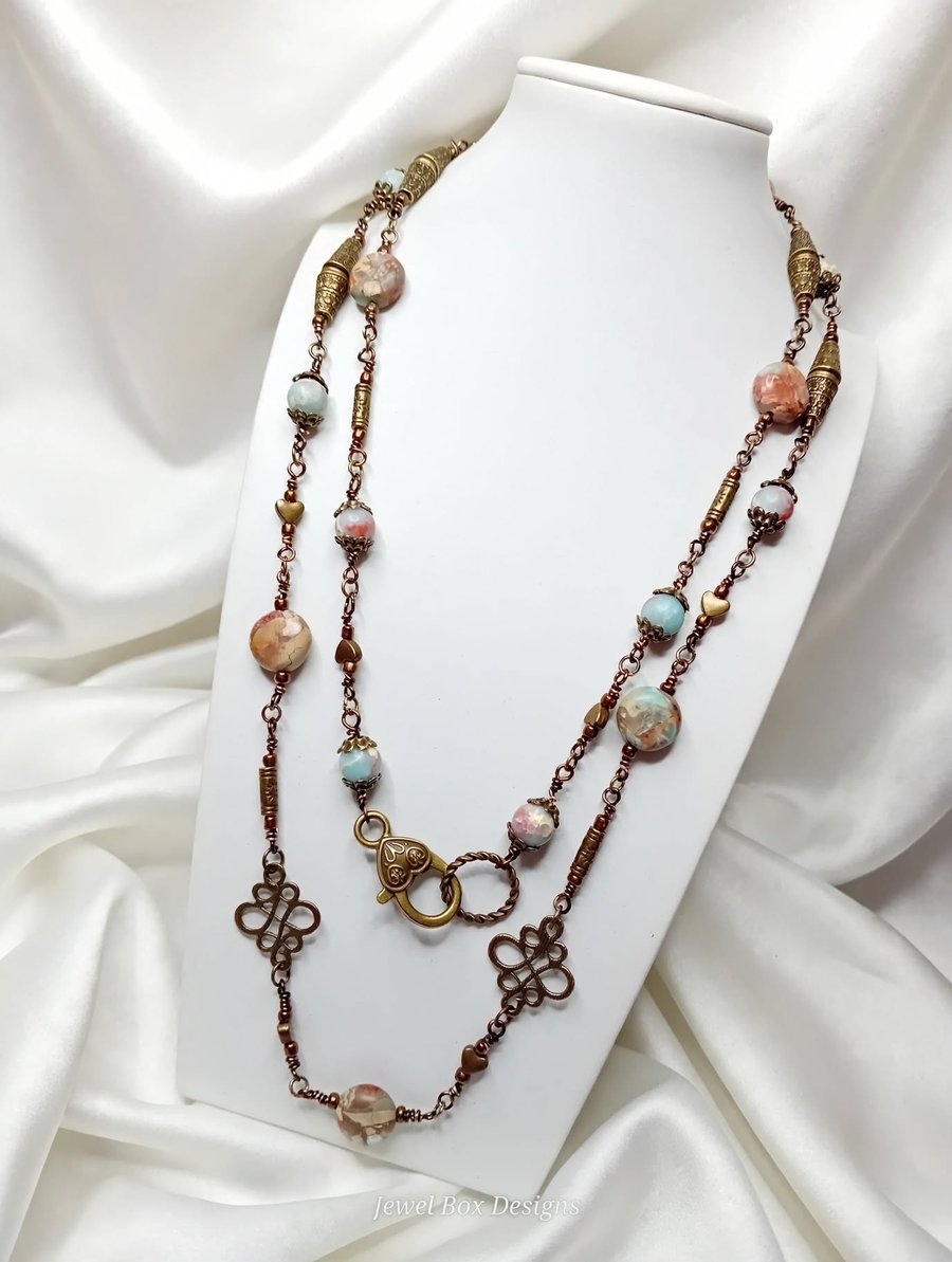 Shoushan Stone with Turquoise Necklace