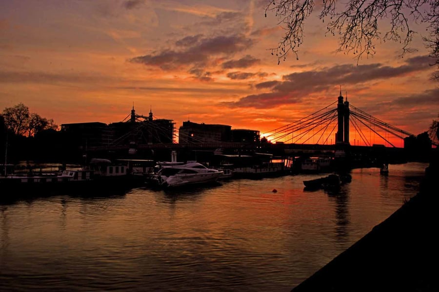 Albert Bridge River Thames London Sunset Photograph Print