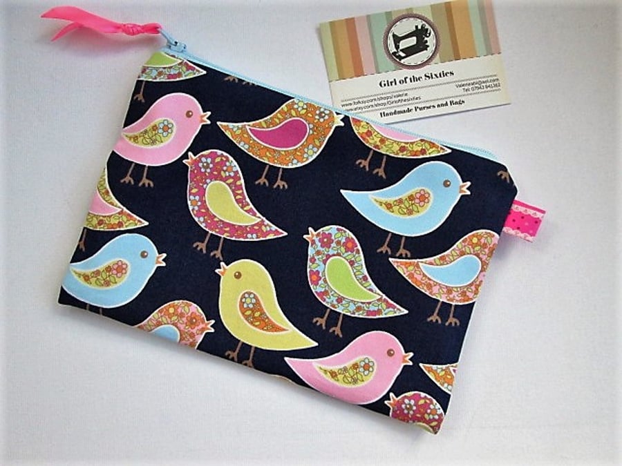 Birds  Make Up Bag  Pencil Case