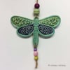 Pottery Dragonfly decoration ceramic insect with beads hanging decoration