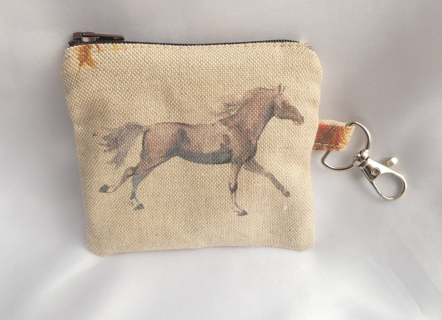 Horse print zip coin purse