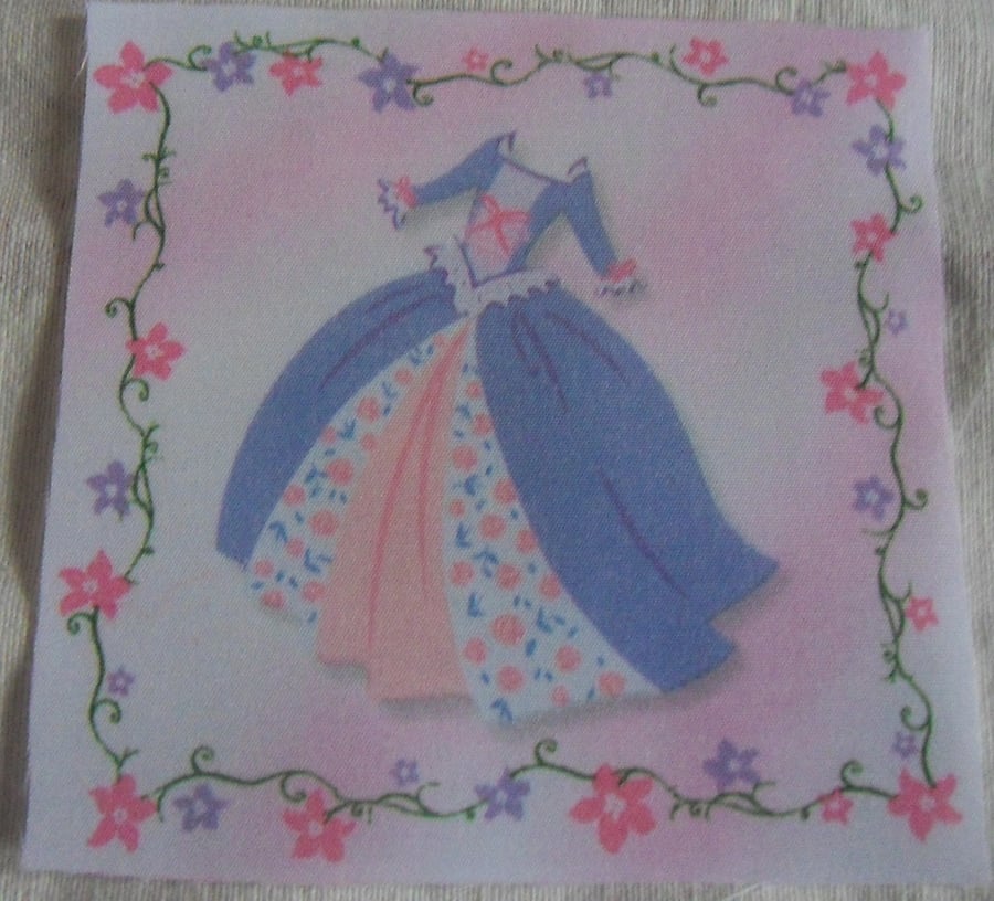 Polycotton squares. Blue dress.  Sold separately.  .62p postage on many (18)