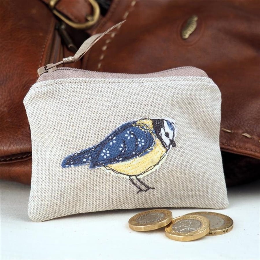Purse Coin Cosmetic Camera Accessory Blue Tit Nature Bird 