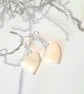 Large 22mm Heart Cut Mother of Pearl & Clear Quartz Sterling Silver Earrings - Image 4