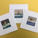 Hand-felted cards of swimmers - set