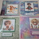 Set of 4 Handmade Greeting card Bundle - mixed greetings