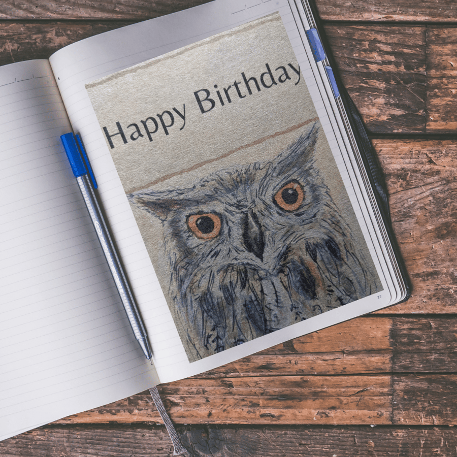 Birthday Card, owl, greeting card, woodland, nature, natural - OWL