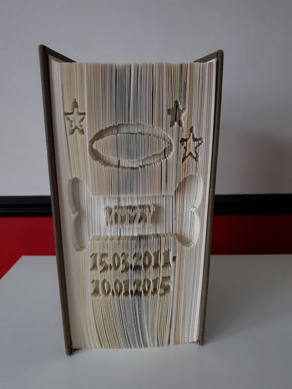 Dog Memorial CUSTOM Name CUT & FOLD Book Folding Pattern - EMAILED PDF PATTERN