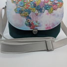 Green velvet and patchwork handbag