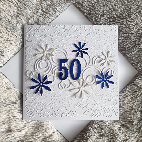 50th Birthday Card - Blue