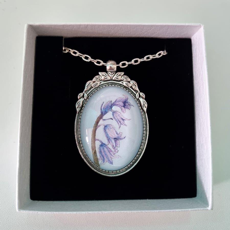 Bluebell Pendant Necklace - Silver Leaf Style