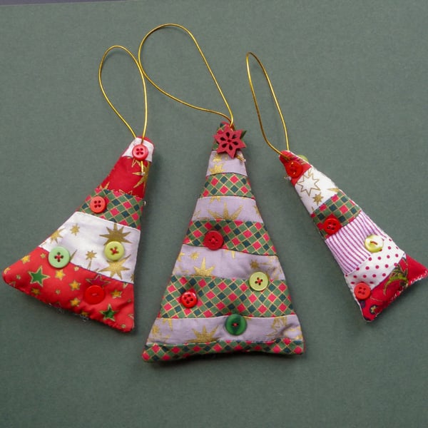 stitched textile hanging decorations