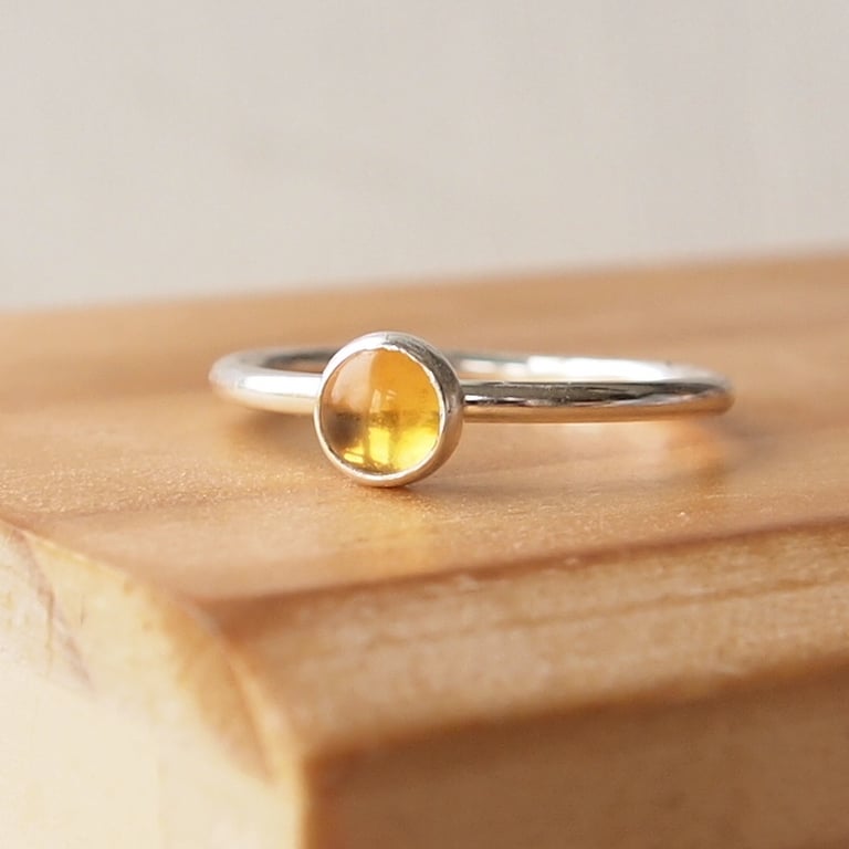 Citrine and Sterling Silver Ring. November Birthstone Ring 