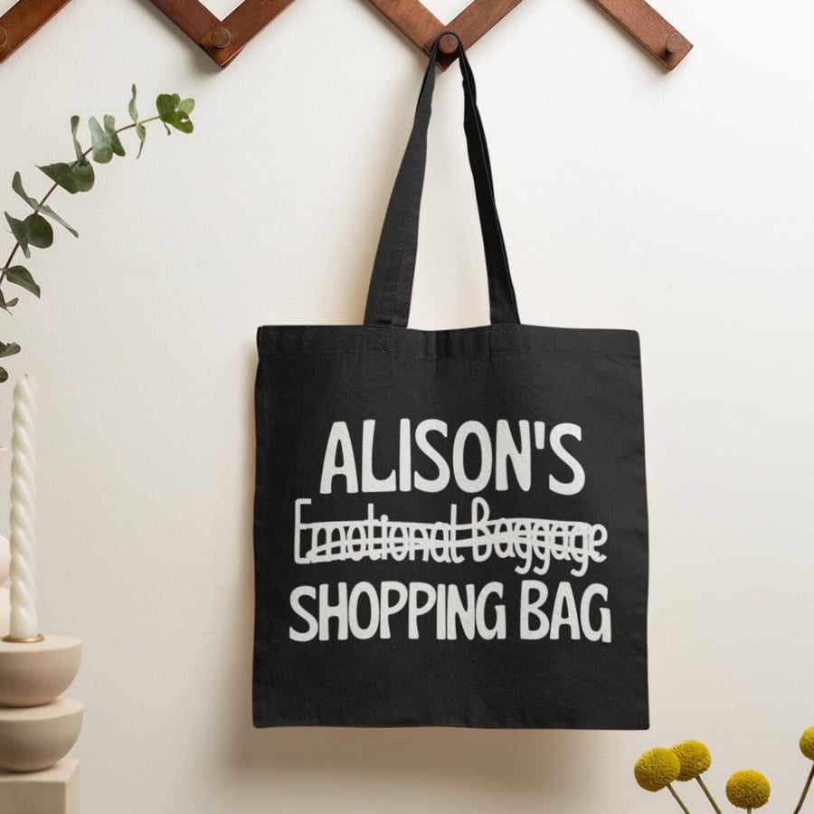 Personalised Tote Bag EMOTIONAL BAGGAGE Shopping Bag Funny Joke Present 