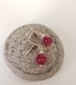 Sterling Silver Textured Square Earrings With Raspberry Quartz Drops  - Image 5