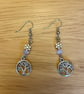 Lazy Daisy Tree of Life Dangle Earrings With Rose Quartz - Silver Colour Metal  - Image 4