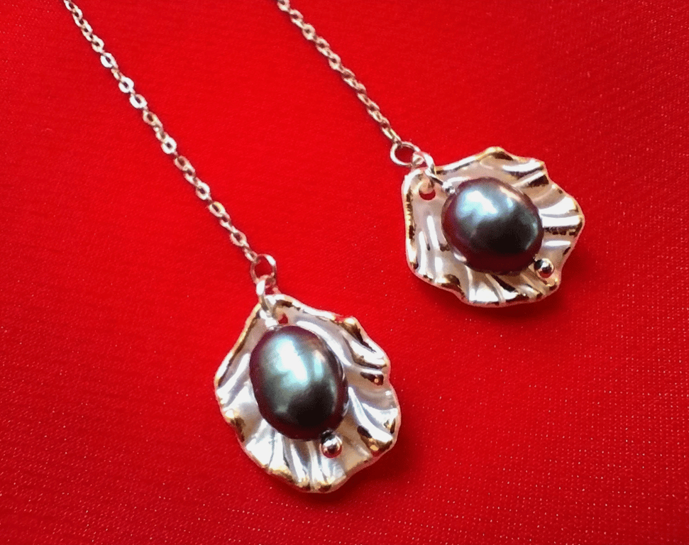 Gorgeous FRESHWATER PEARL & Chains EARRINGS