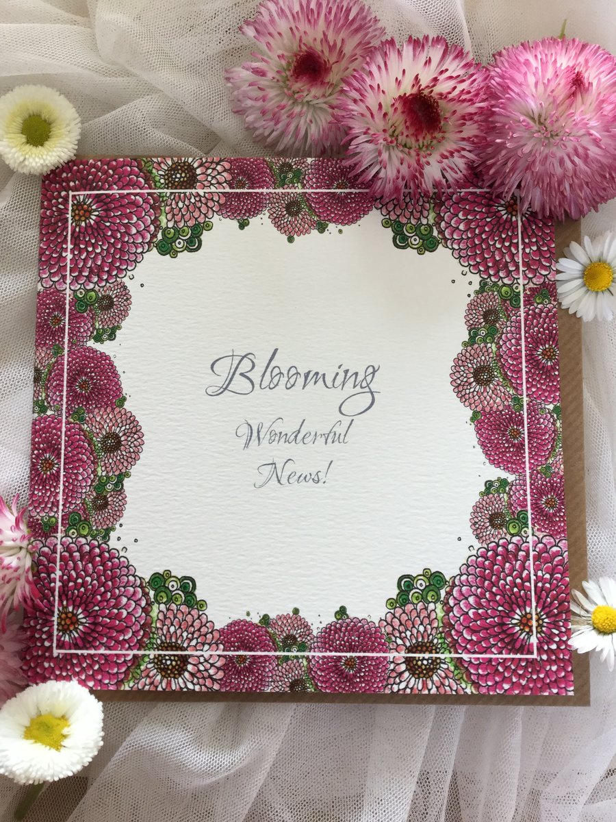 Blooming wonderful news! Greeting card 