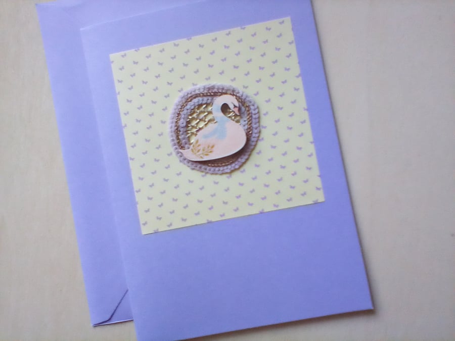 Swan Themed Blank Greetings Card Birthday Thank You etc
