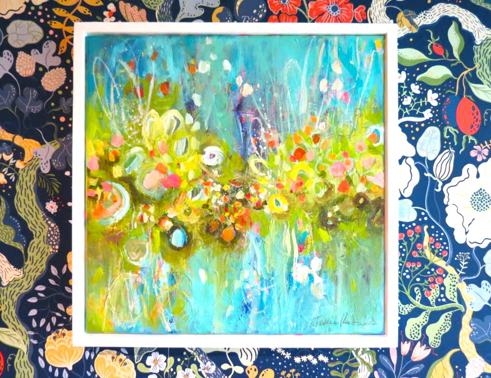 'Waters Edge' Original Abstract Floral Waterside scene by Jackie Reynolds
