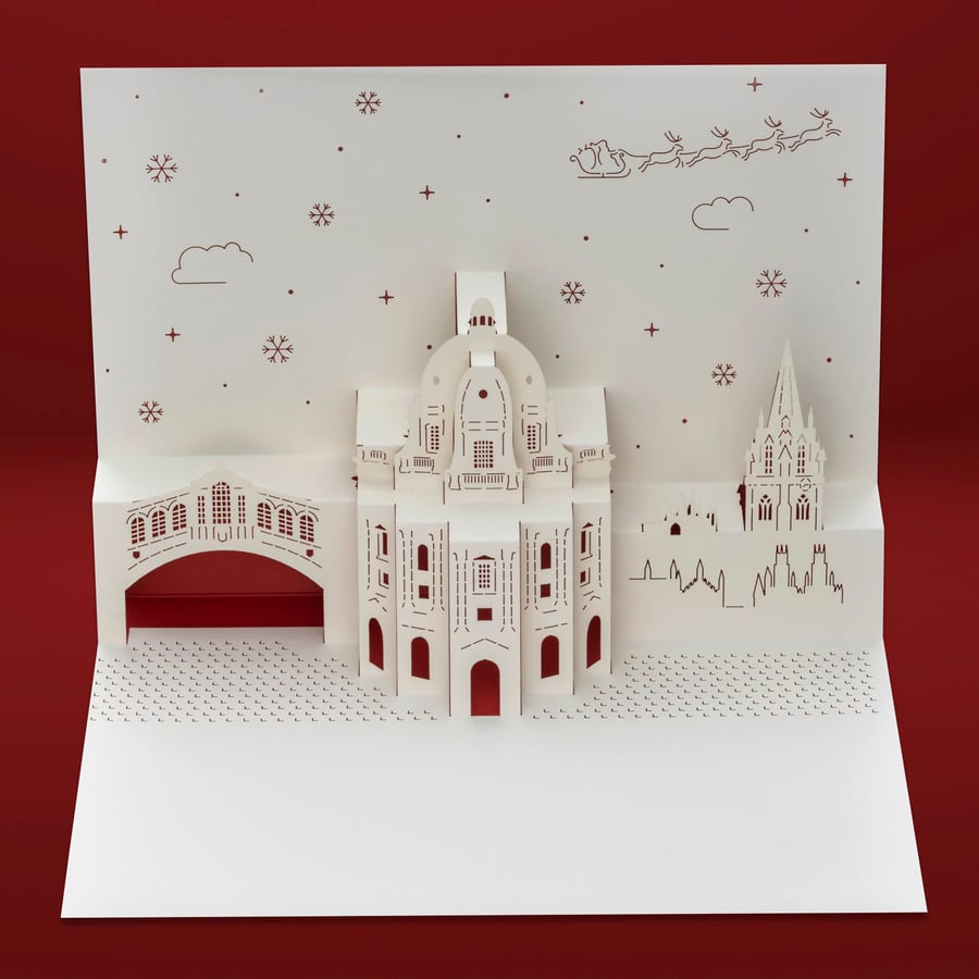 Oxford England skyline 3D pop-up Christmas card