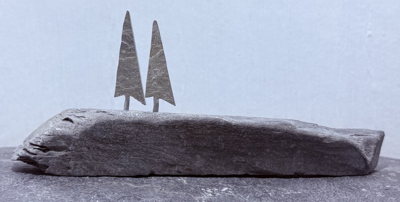 2 Tiny Stone Trees on a Stone Base