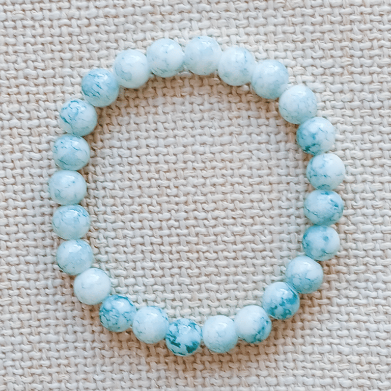 Ladies Turquoise Elastic Bead Bracelet