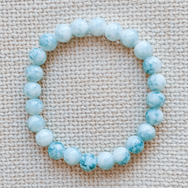 Ladies Turquoise Elastic Bead Bracelet