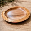 Handturned London plane bowl with shimmering gold resin inlay. Handmade plate .