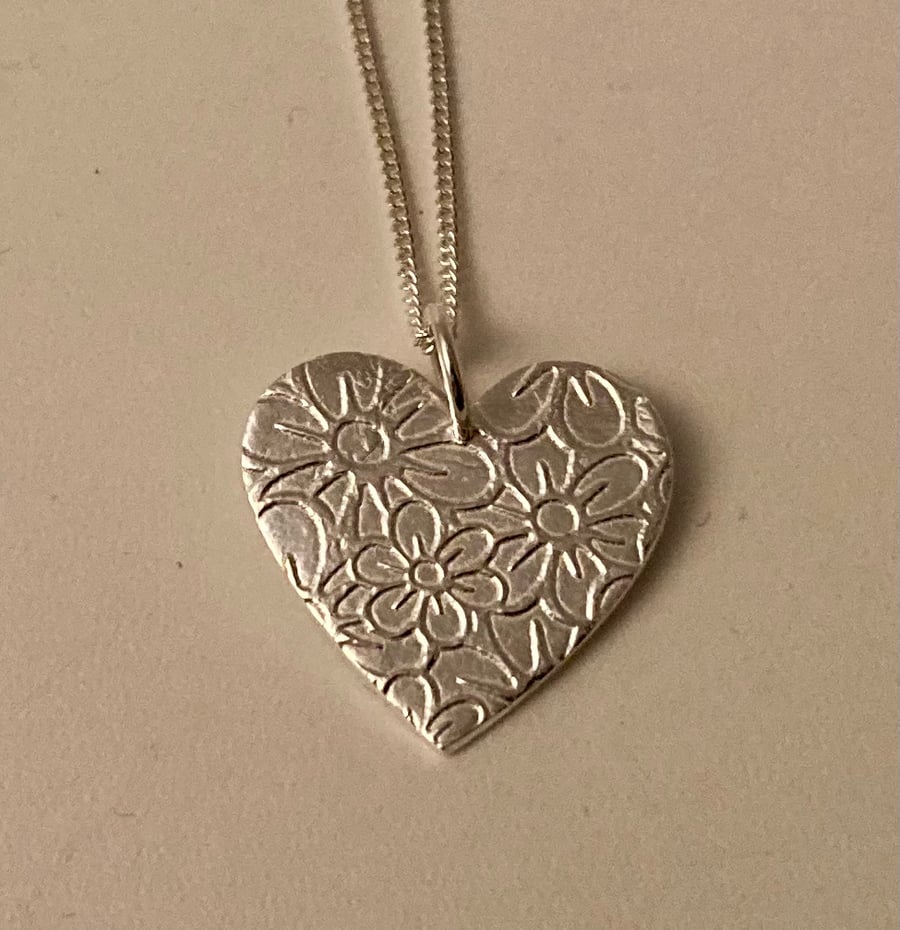 Pure silver heart necklace. 