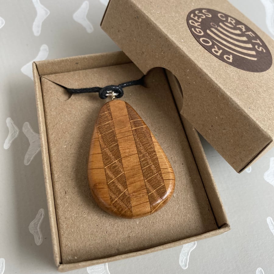 Striped oak pendant - I used to be a church pew