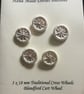 Set of 5, 18 mm, Dorset Cross Wheel Buttons, Ecru, D3 - Image 1