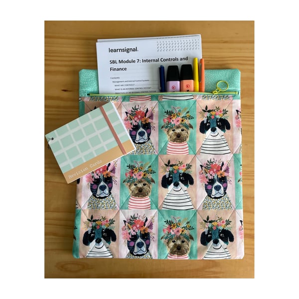 Patchwork project bag - Floral Puppies