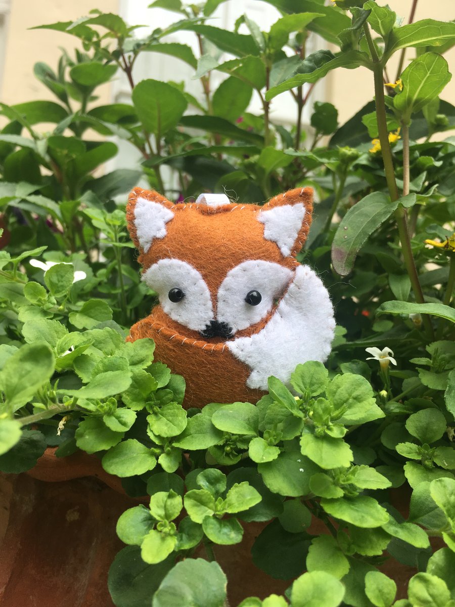 Brown felt fox hanging ornament
