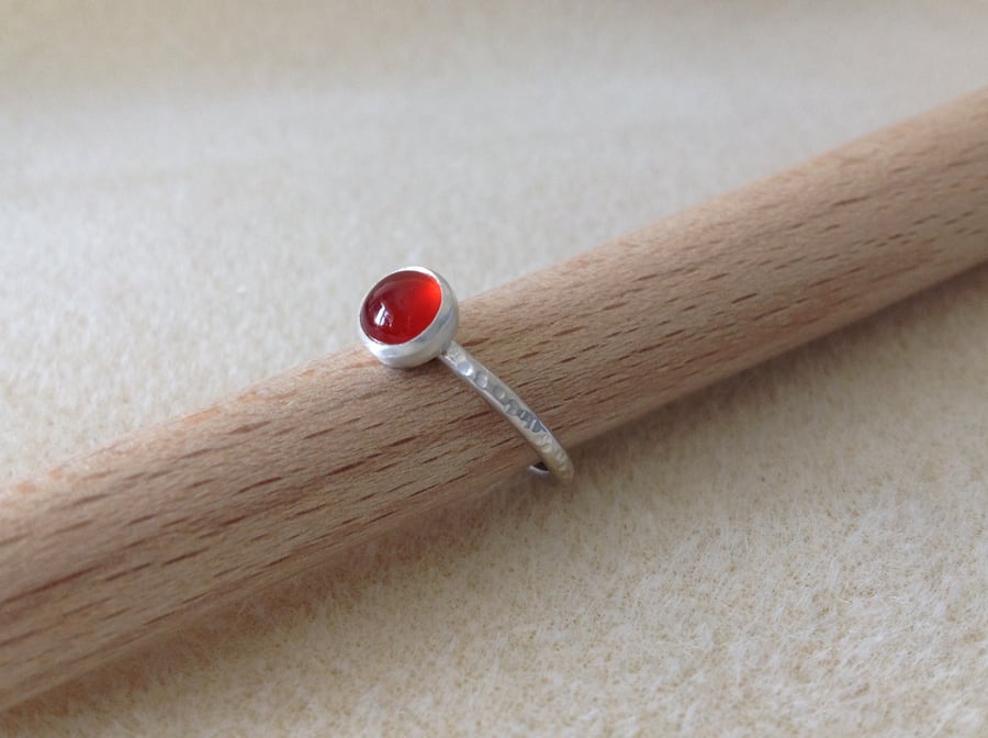 Red Carnelian Sterling and Fine silver ring