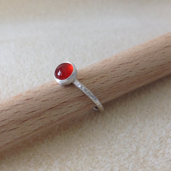 Red Carnelian Sterling and Fine silver ring