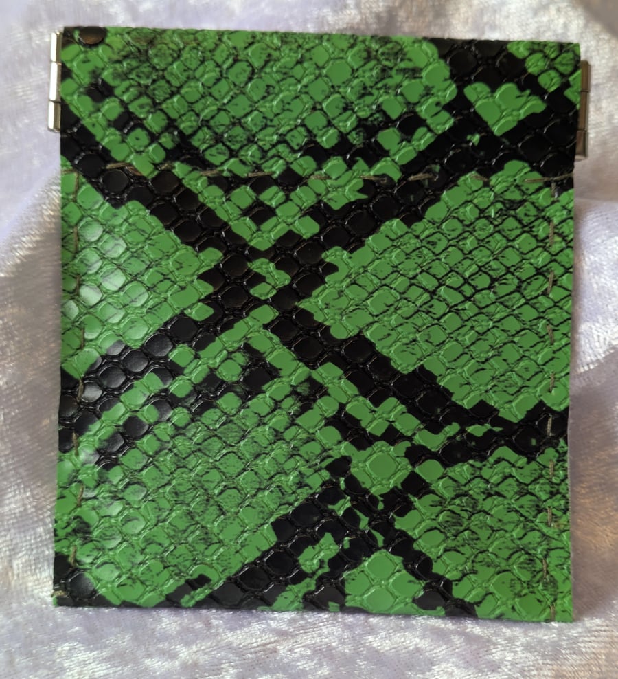 Green snake skin (effect) coin purse