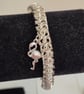 Silver plated chainmaille necklace and earrings set with flamingo charms - Image 4