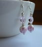 PINK, WHITE AND SILVER - PORCELAIN BEAD EARRINGS. - Image 3
