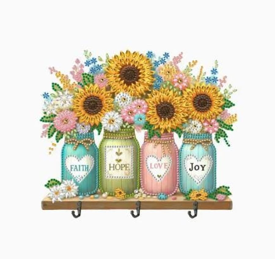 Sunflower Vases Diy Kit, Diamond Painting Kit, Hand Painted Vases Diy Kit