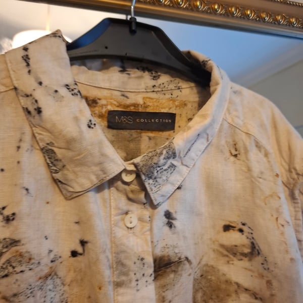 eco print linen shirt