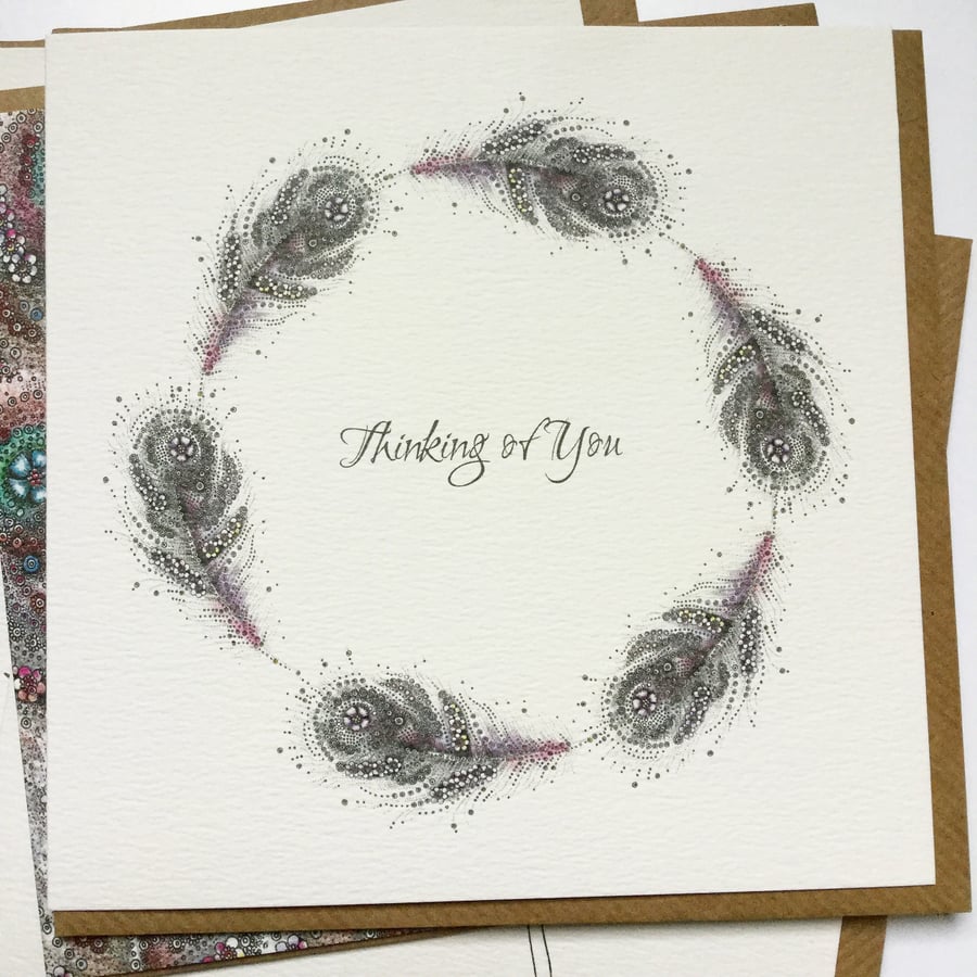 Just to say feathers greeting card 