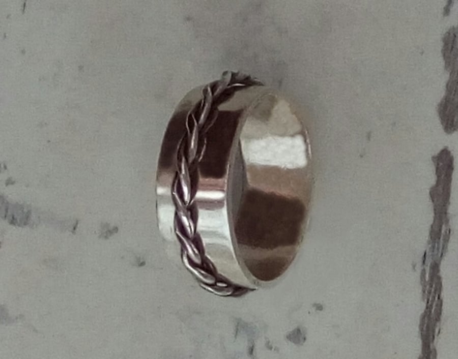 Sterling Silver Wire Wrapped Wedding Ring 10mm