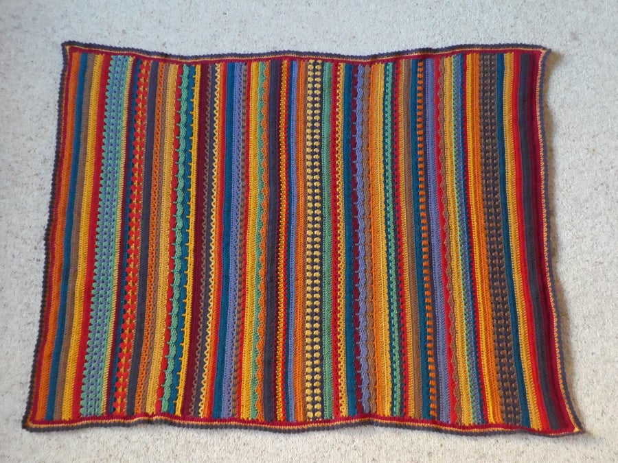 Crochet Lap Blanket. Crochet Throw. Baby Cot Blanket. Multicolour Blanket