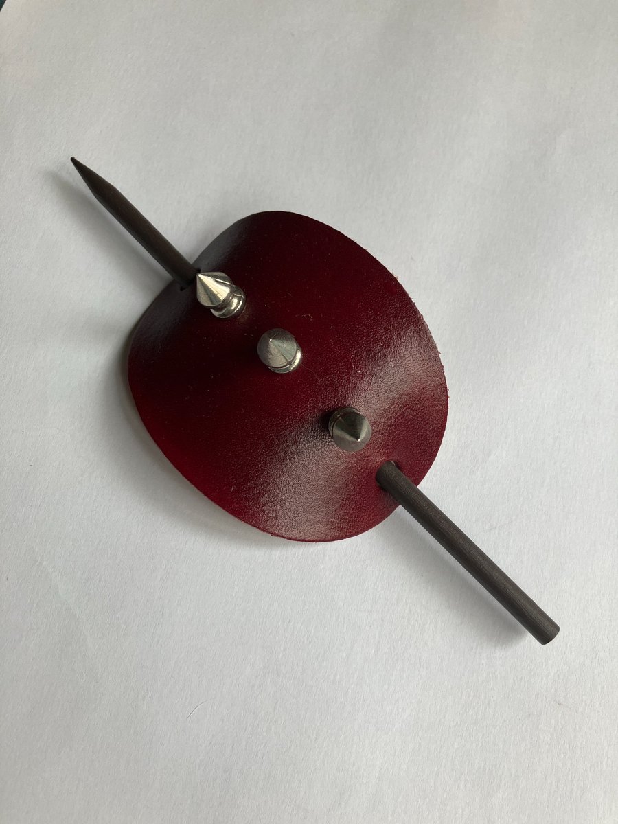 Red Leather Hair Stick Barrette - 3 Spikes  (FREE SHIPPING)