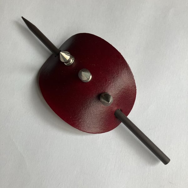 Red Leather Hair Stick Barrette - 3 Spikes  (FREE SHIPPING)