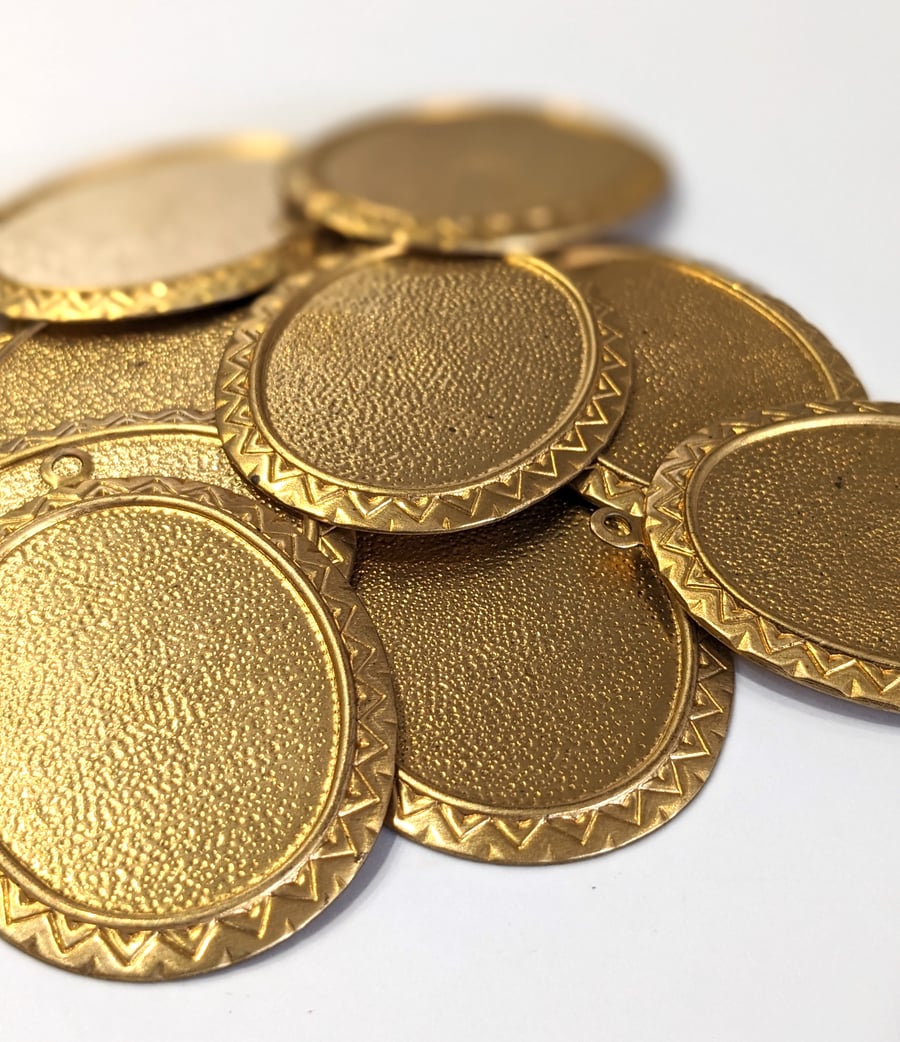 10x Brass Stampings, 54mm x 39mm with room for 40mm x 40mm stone RB790