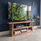 Handmade Rustic Solid Wood TV Stand - Angled Console Table - Reclaimed Timber