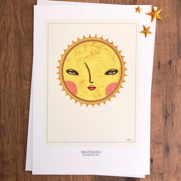 Sol Invictus (Unconquered Sun) - Sun Illustration - A4 Giclée Art Print 